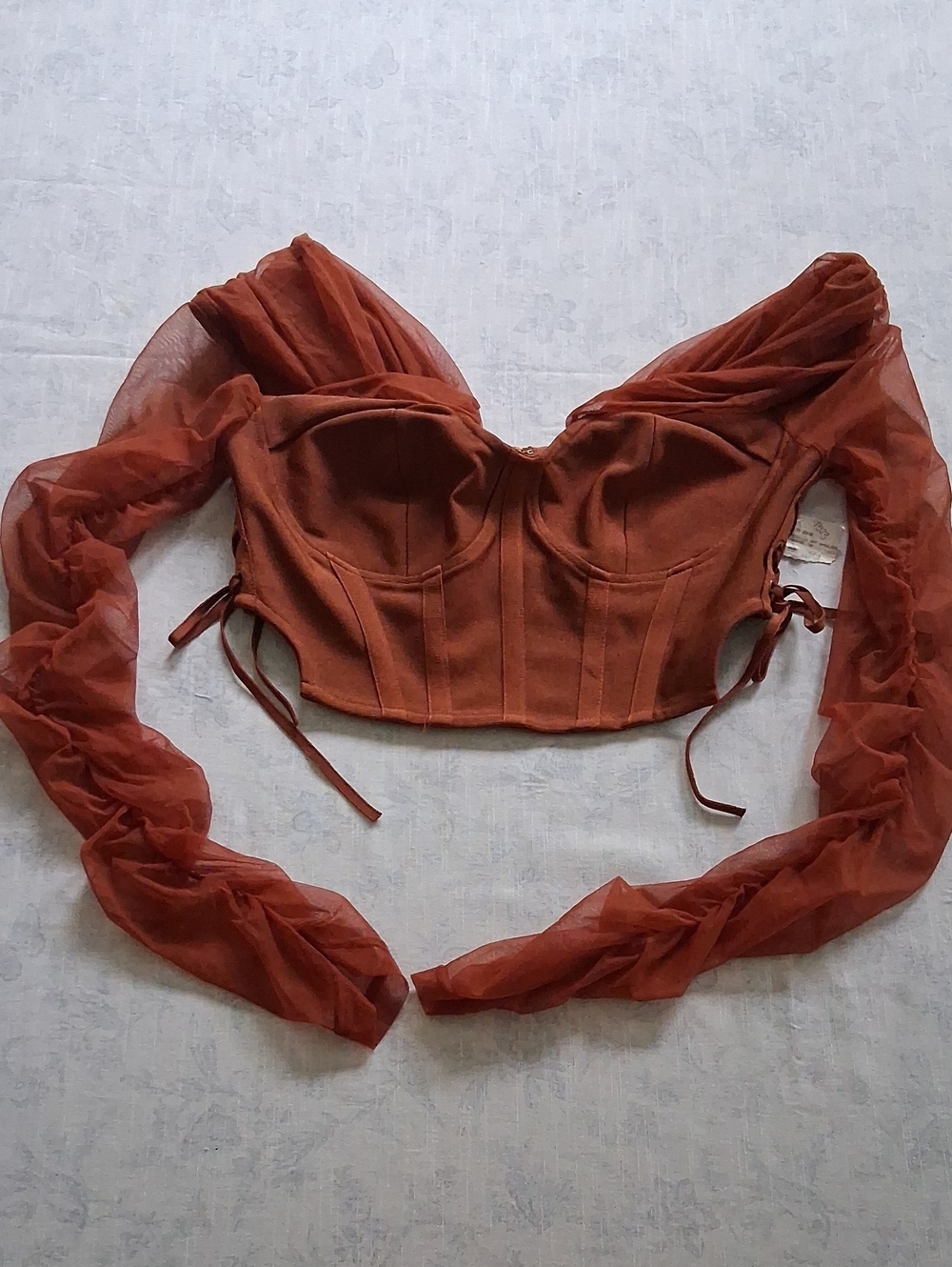 Rehab Lab Corset Large Romantic Fairycore Sheer Sleeves Festival Top